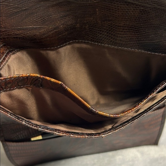 Vintage Brahmin Brown Crocodile Embossed Checkbook Wallet - Picture 7 of 9